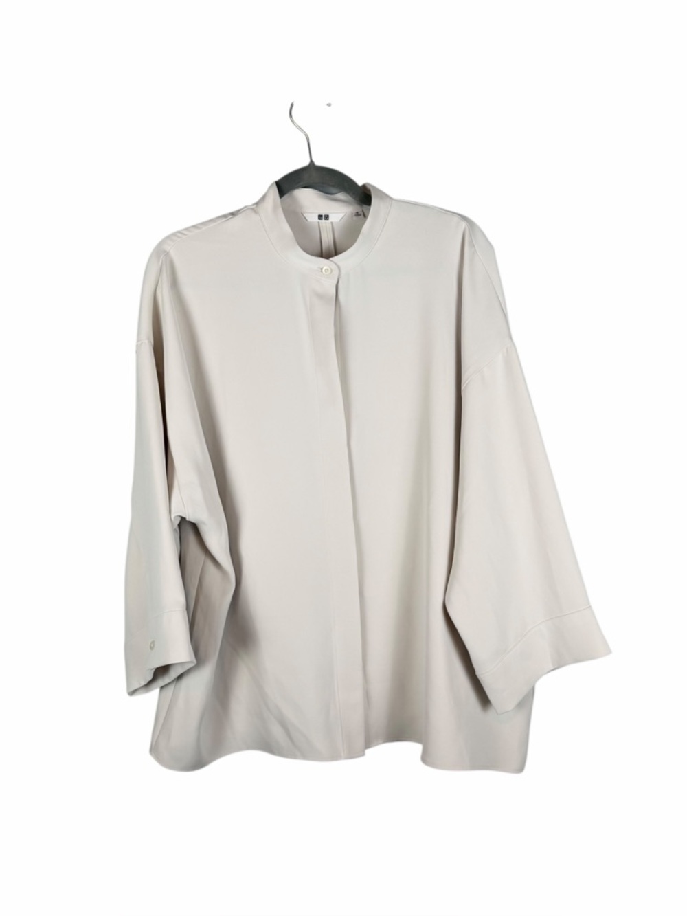 UNIQLO Cream Minimalist Hidden Button Blouse Long Sleeve XL